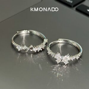A pair of 999 sterling silver Möbius strip matching rings: a stylish, niche couple’s set, perfect as a birthday gift for boyfriends and girlfriends