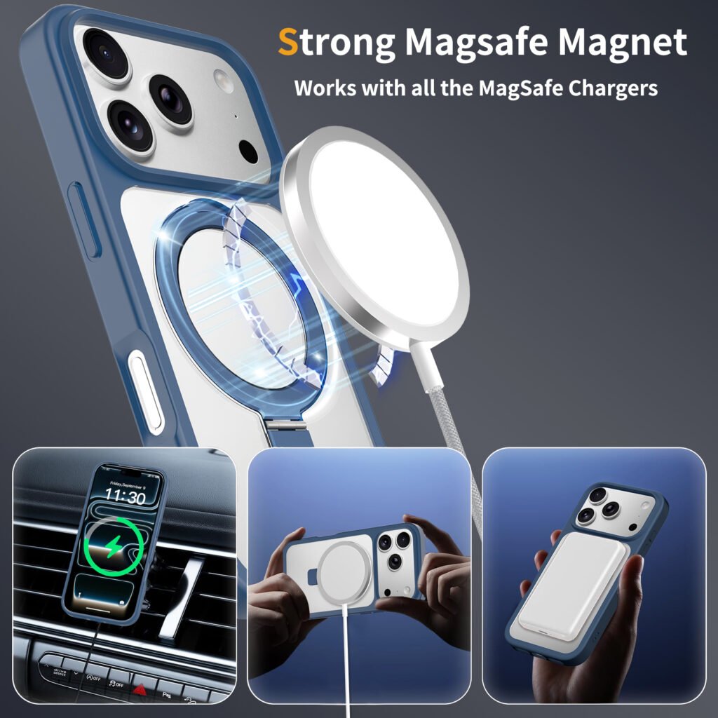 iPhone 17 Pro (also applicable to 18 Pro) Silver Shield Transparent Racket Stand