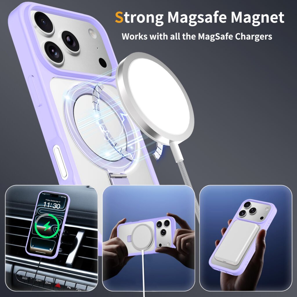 iPhone 17 Pro (also applicable to 18 Pro) Silver Shield Transparent Racket Stand
