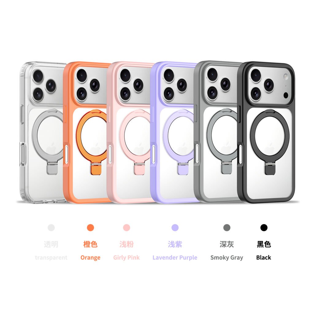 iPhone 17 Pro (also applicable to 18 Pro) Silver Shield Transparent Racket Stand