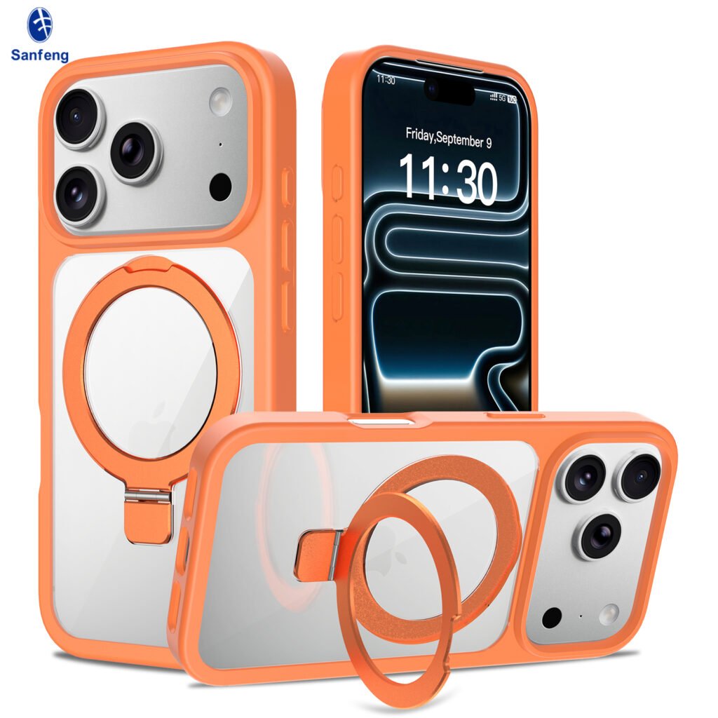 iPhone 17 Pro (also applicable to 18 Pro) Silver Shield Transparent Racket Stand