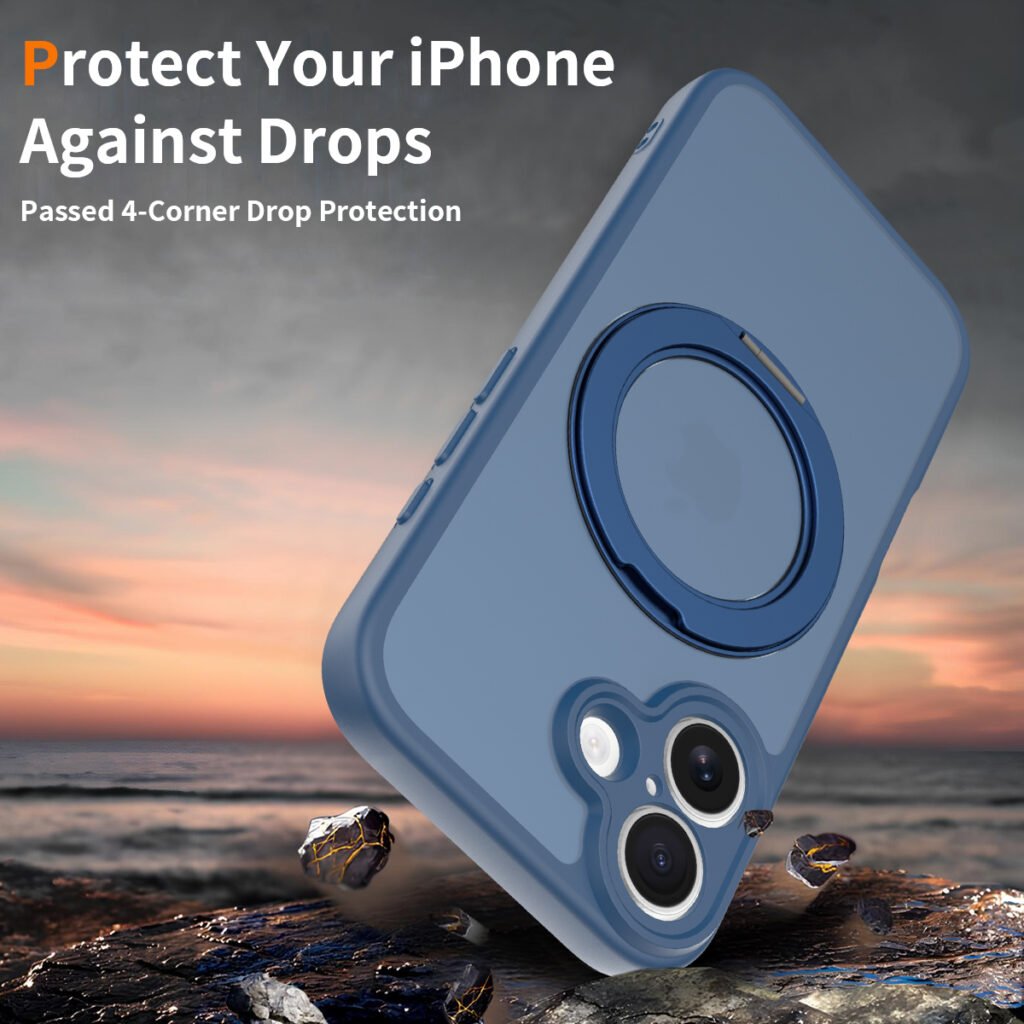 iPhone 17 Fine Hole Silver Shield Touchable Rotating Stand