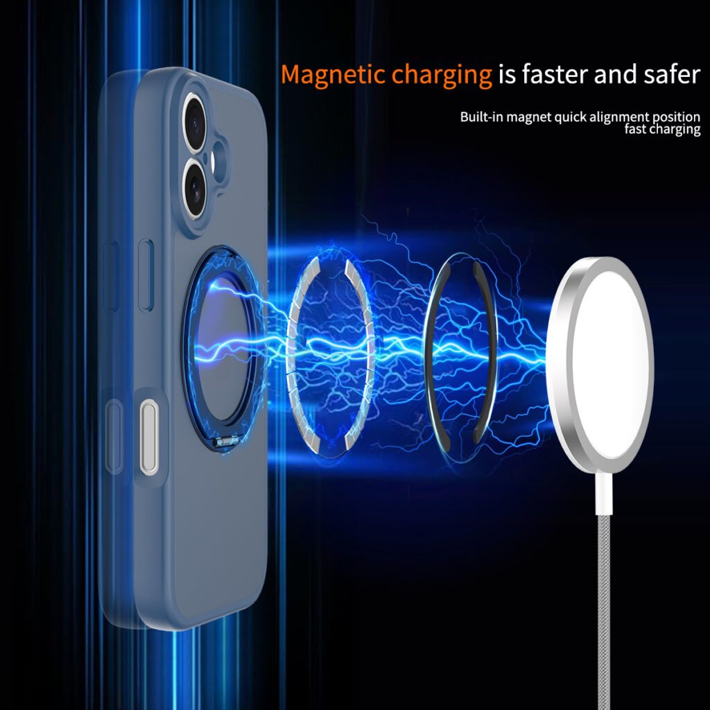 iPhone 17 Fine Hole Silver Shield Touchable Rotating Stand