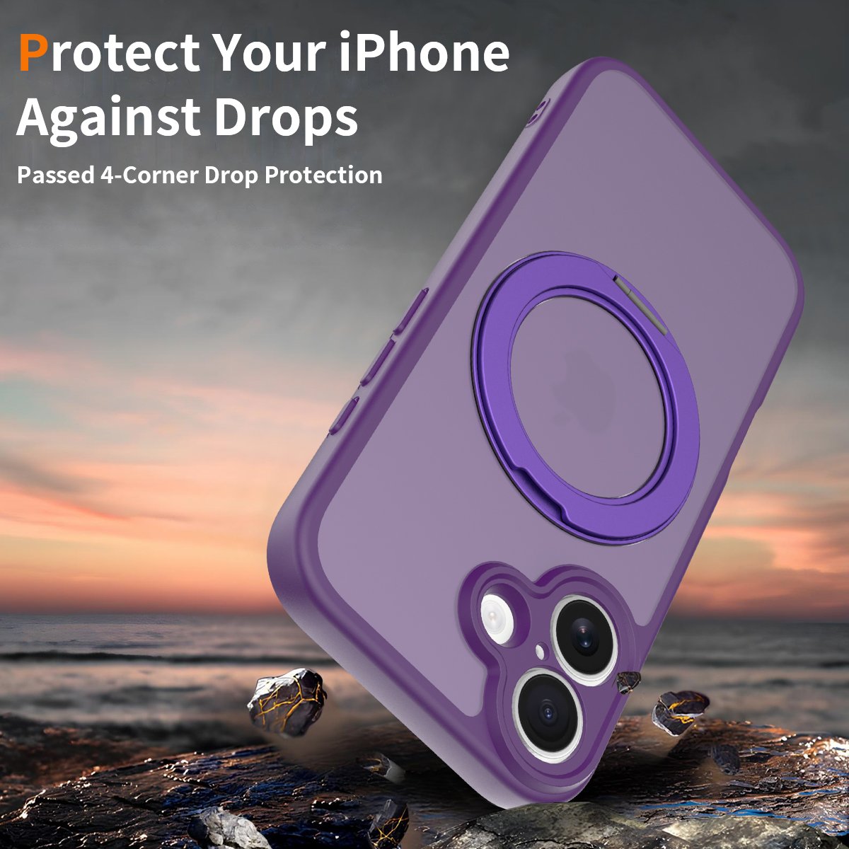 iPhone 17 Fine Hole Silver Shield Touchable Rotating Stand - Image 30