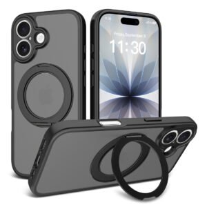 iPhone 17 Fine Hole Silver Shield Touchable Rotating Stand - Image 2