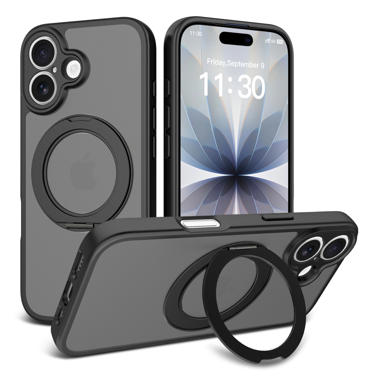 iPhone 17 Fine Hole Silver Shield Touchable Rotating Stand - Image 2