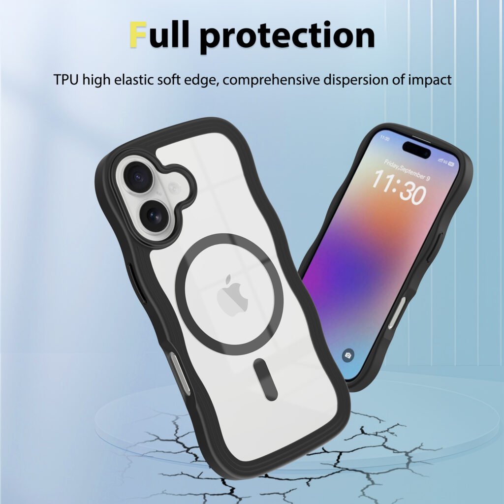 iPhone 17 Wave Pattern Transparent One-Sided (Magnetic Attachment)
