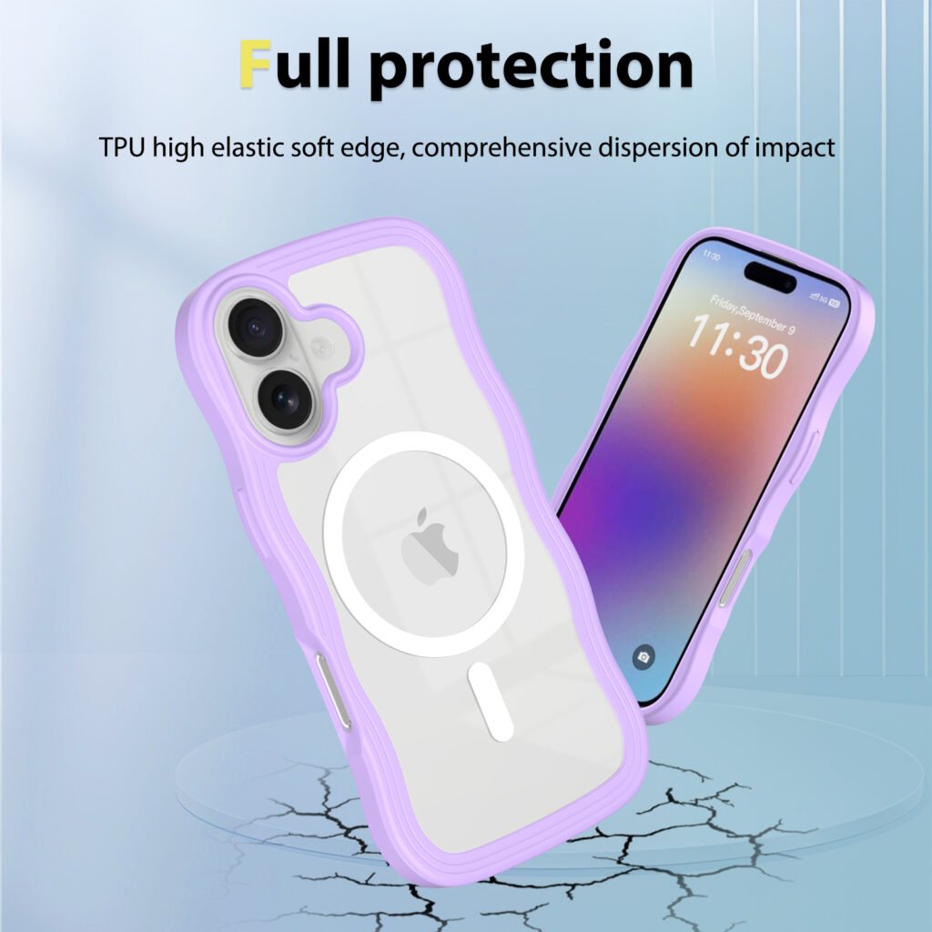 iPhone 17 Wave Pattern Transparent One-Sided (Magnetic Attachment)