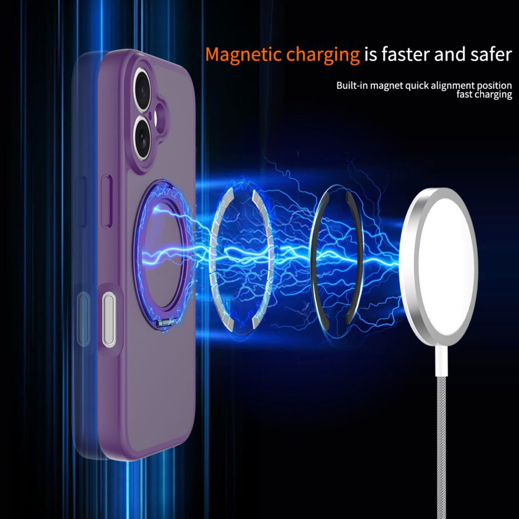 iPhone 17 Fine Hole Silver Shield Touchable Rotating Stand