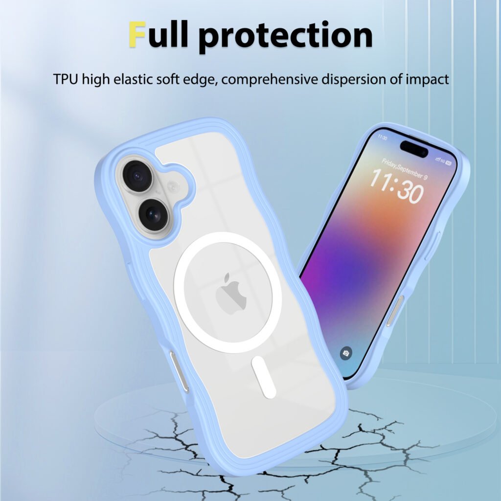 iPhone 17 Wave Pattern Transparent One-Sided (Magnetic Attachment)