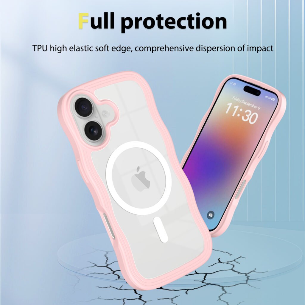 iPhone 17 Wave Pattern Transparent One-Sided (Magnetic Attachment)