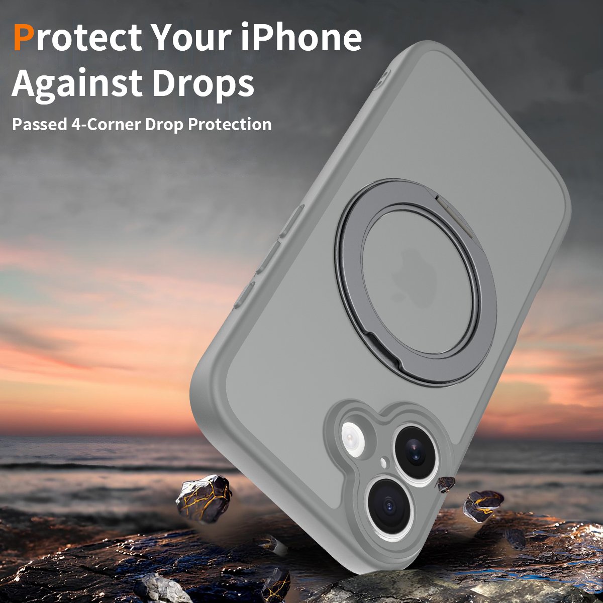 iPhone 17 Fine Hole Silver Shield Touchable Rotating Stand - Image 26