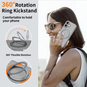 iPhone 17 Fine Hole Silver Shield Touchable Rotating Stand - Image 15