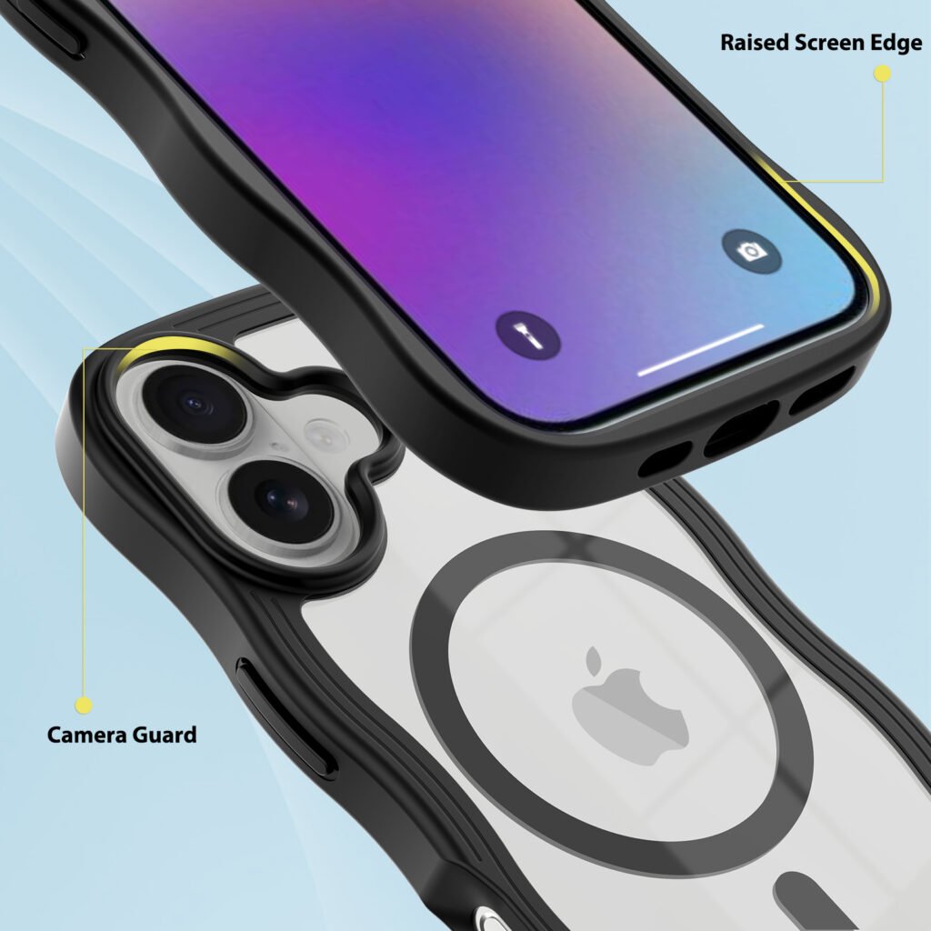 iPhone 17 Wave Pattern Transparent One-Sided (Magnetic Attachment)