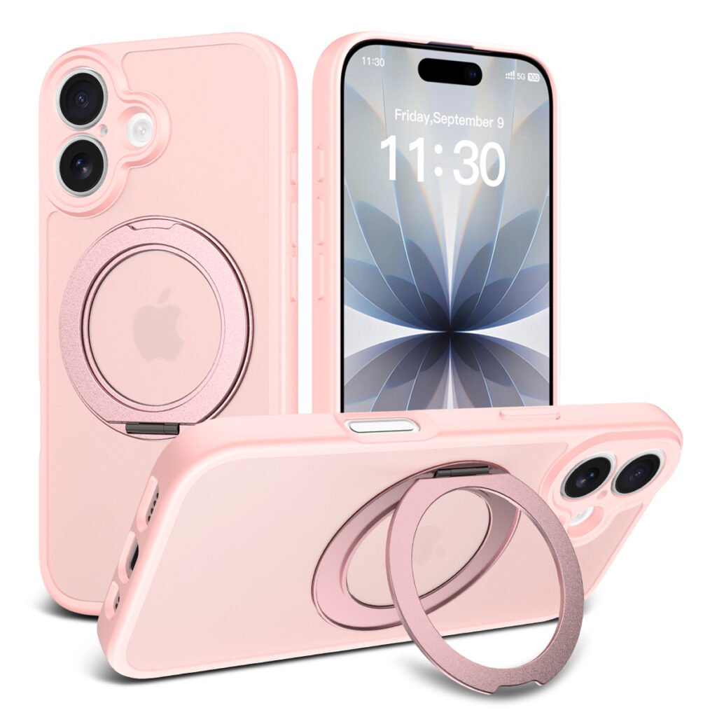 iPhone 17 Fine Hole Silver Shield Touchable Rotating Stand