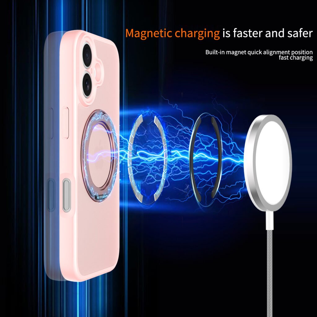 iPhone 17 Fine Hole Silver Shield Touchable Rotating Stand