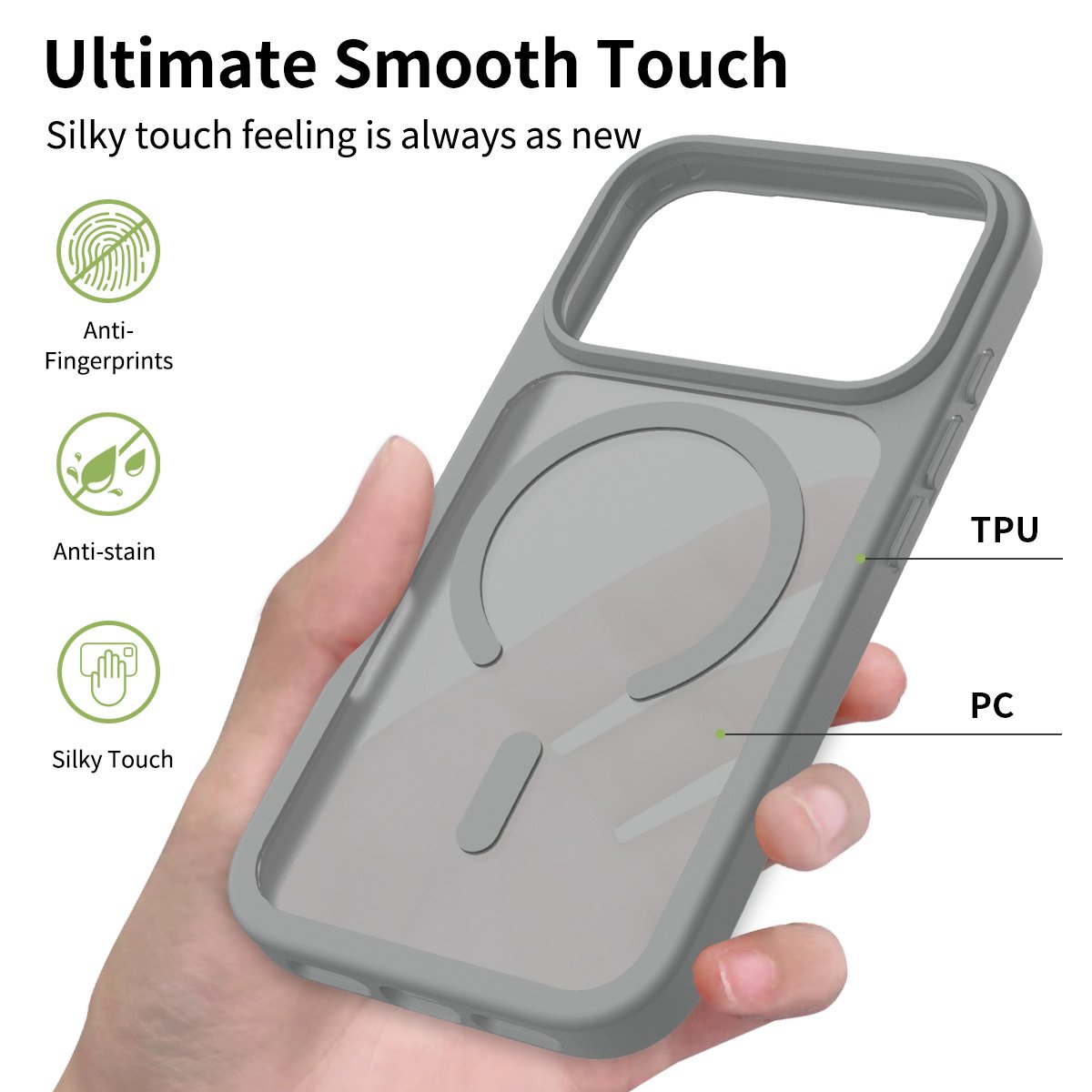 iPhone 17 Pro - Silver Shield Touch-Skin Fusion (Magnetic Attachment) - Image 20