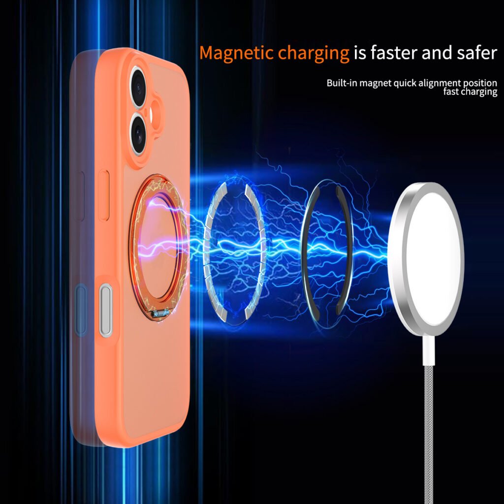 iPhone 17 Fine Hole Silver Shield Touchable Rotating Stand
