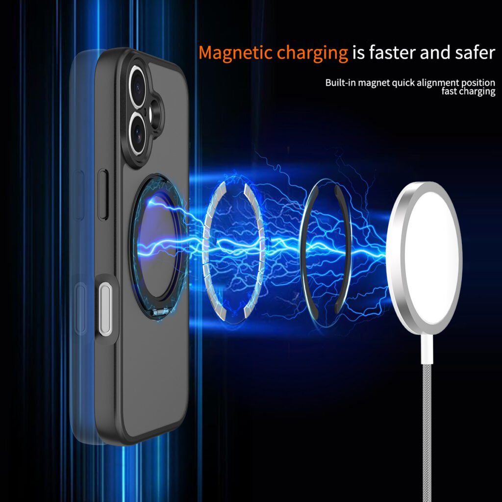 iPhone 17 Fine Hole Silver Shield Touchable Rotating Stand