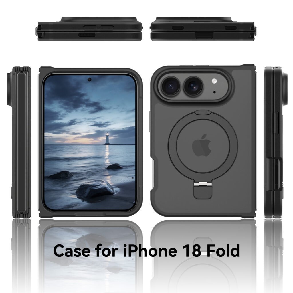 iPhone 18 Fold - Left and Right Folding - Silver Skin Texture (Racket Support)