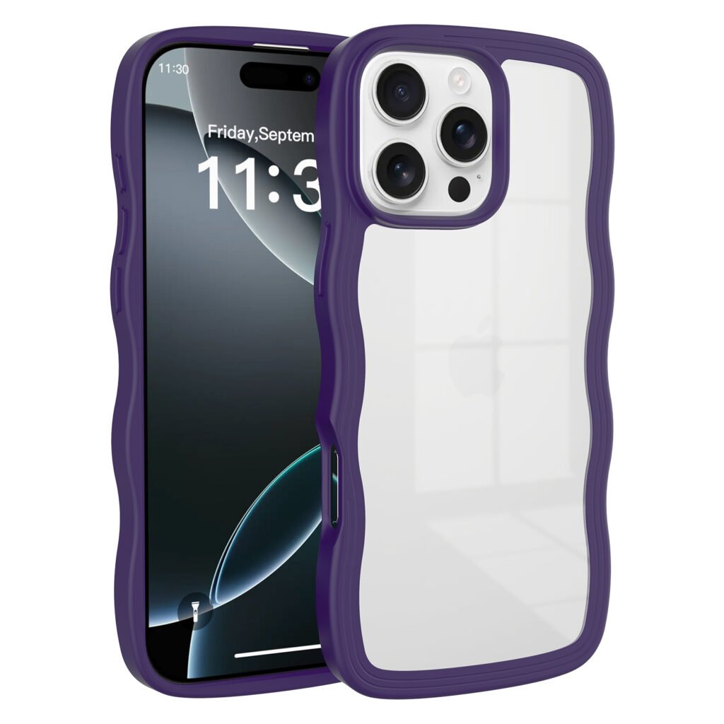 iPhone 16 Pro Max - Solid Color Wave Pattern Transparent Dual Integration