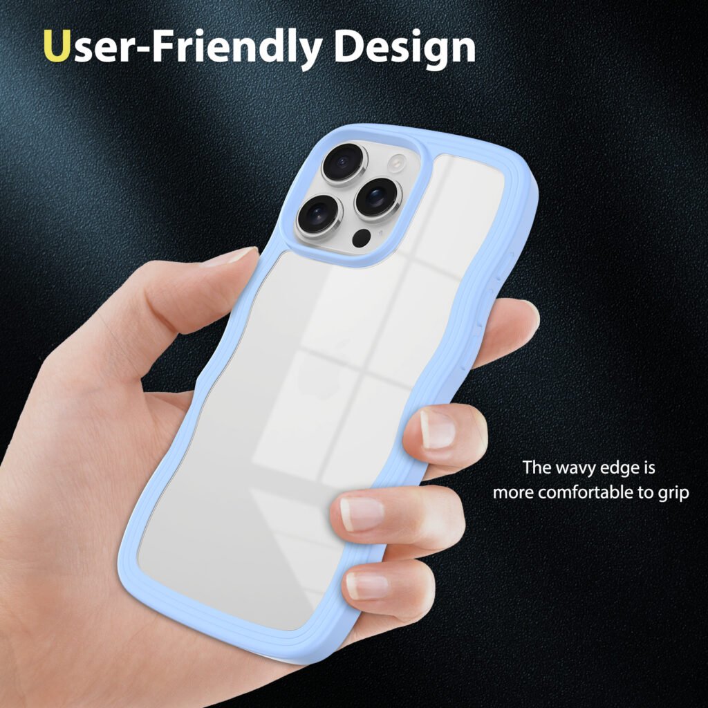 iPhone 16 Pro Max - Solid Color Wave Pattern Transparent Dual Integration