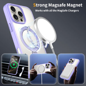 iPhone 16 Promax - Silver Shield Transparent Rotating Stand - Image 5