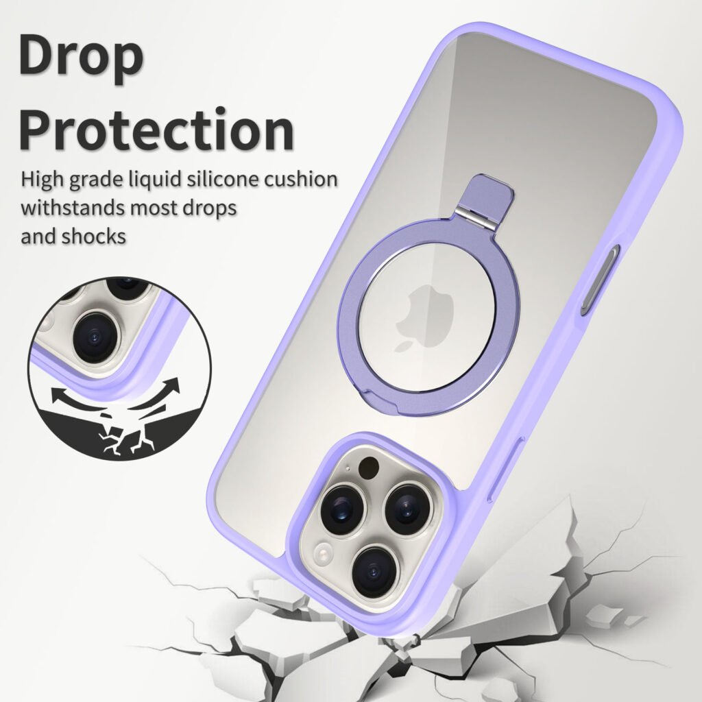 iPhone 16 Promax - Silver Shield Transparent Rotating Stand