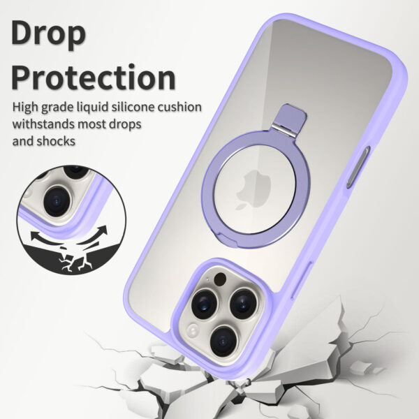 iPhone 16 Promax - Silver Shield Transparent Rotating Stand