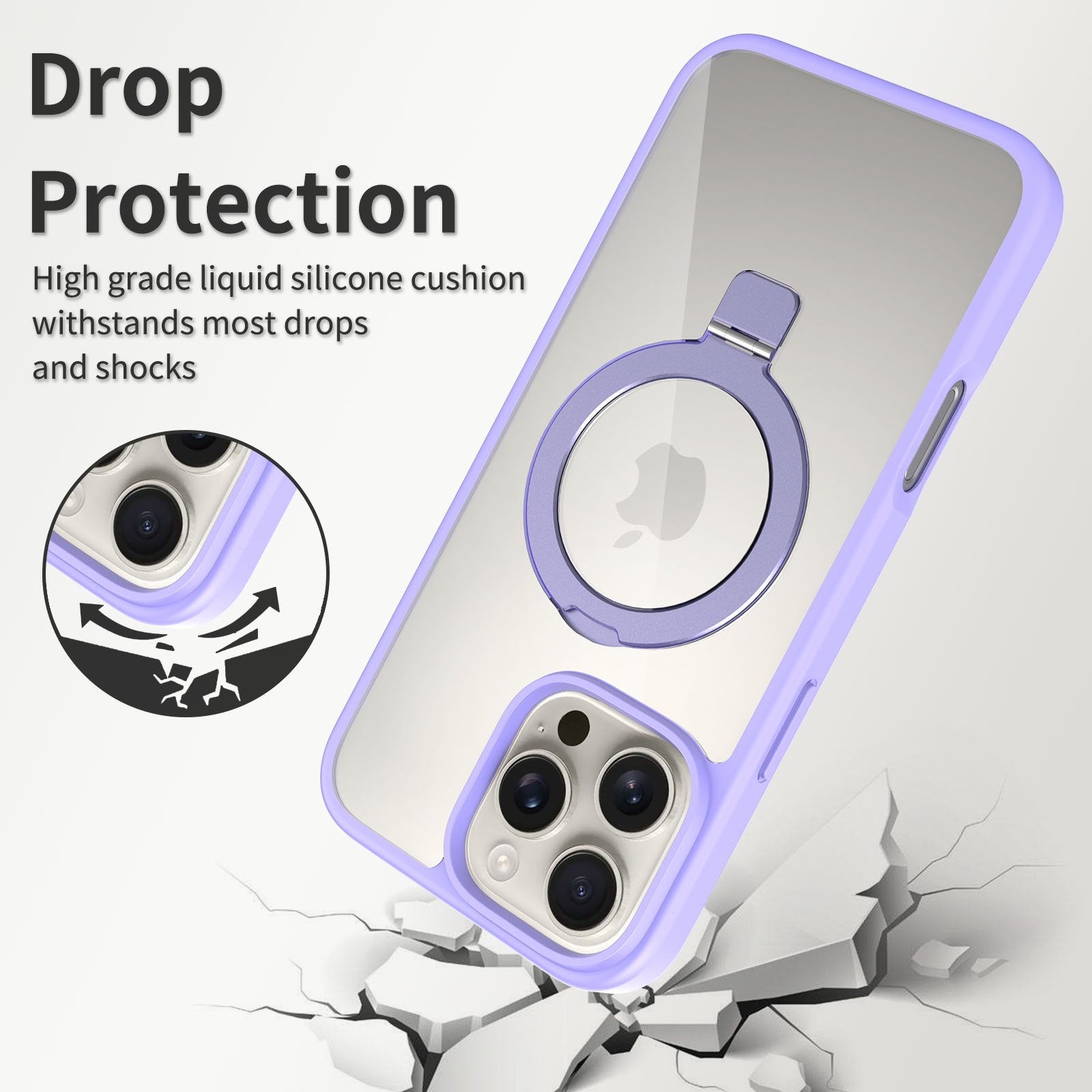 iPhone 16 Promax - Silver Shield Transparent Rotating Stand - Image 3