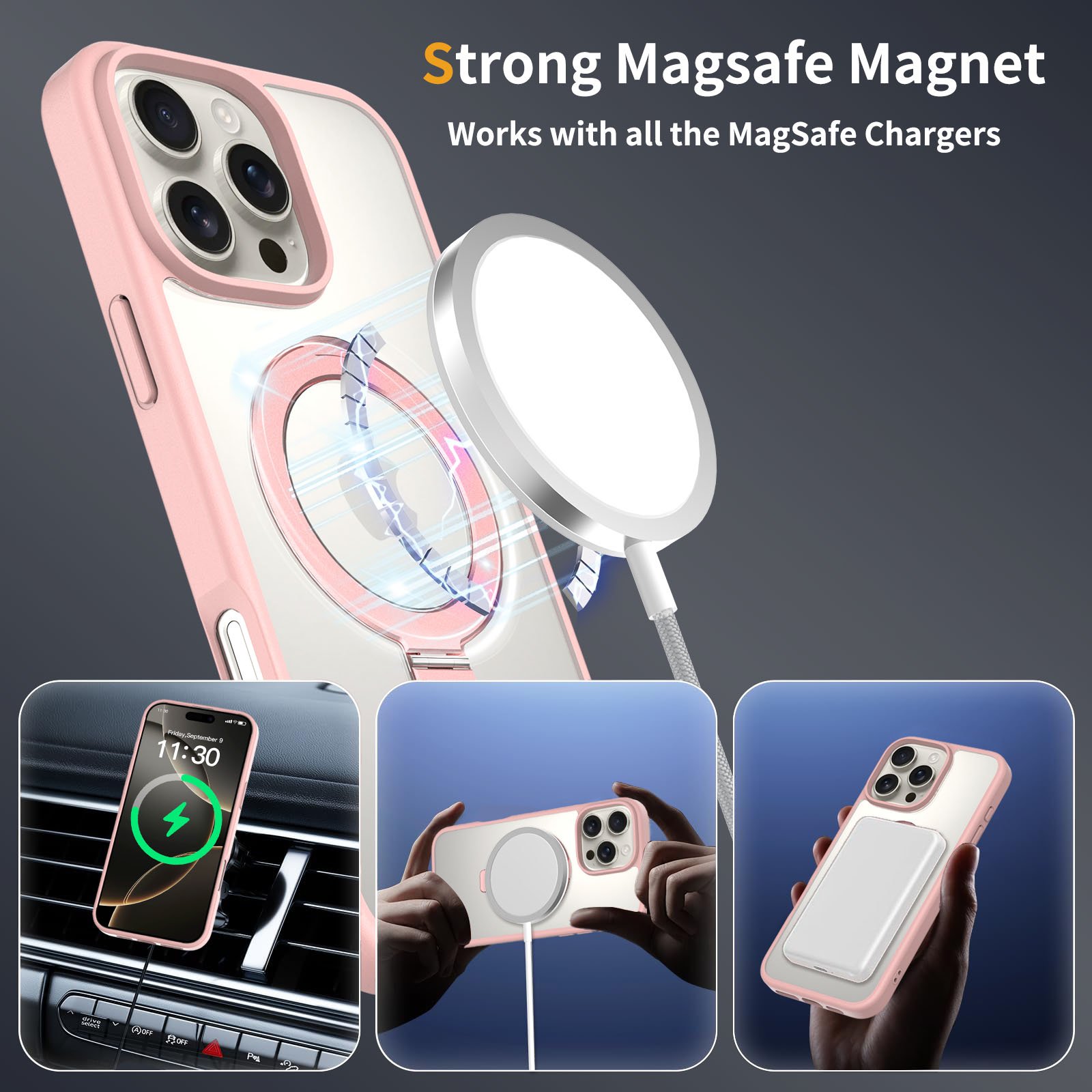 iPhone 16 Promax - Silver Shield Transparent Ball Support - Image 4