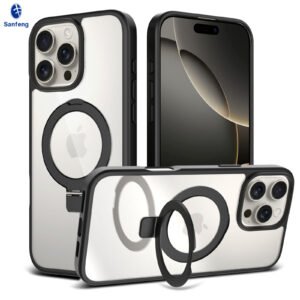 iPhone 16 Promax - Silver Shield Transparent Rotating Stand - Image 11