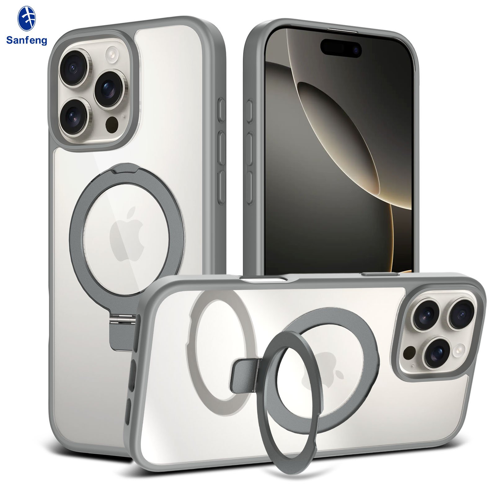 iPhone 16 Promax - Silver Shield Transparent Ball Support - Image 8