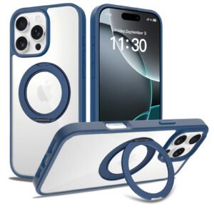 iPhone 16 Promax - Silver Shield Transparent Rotating Stand - Image 6
