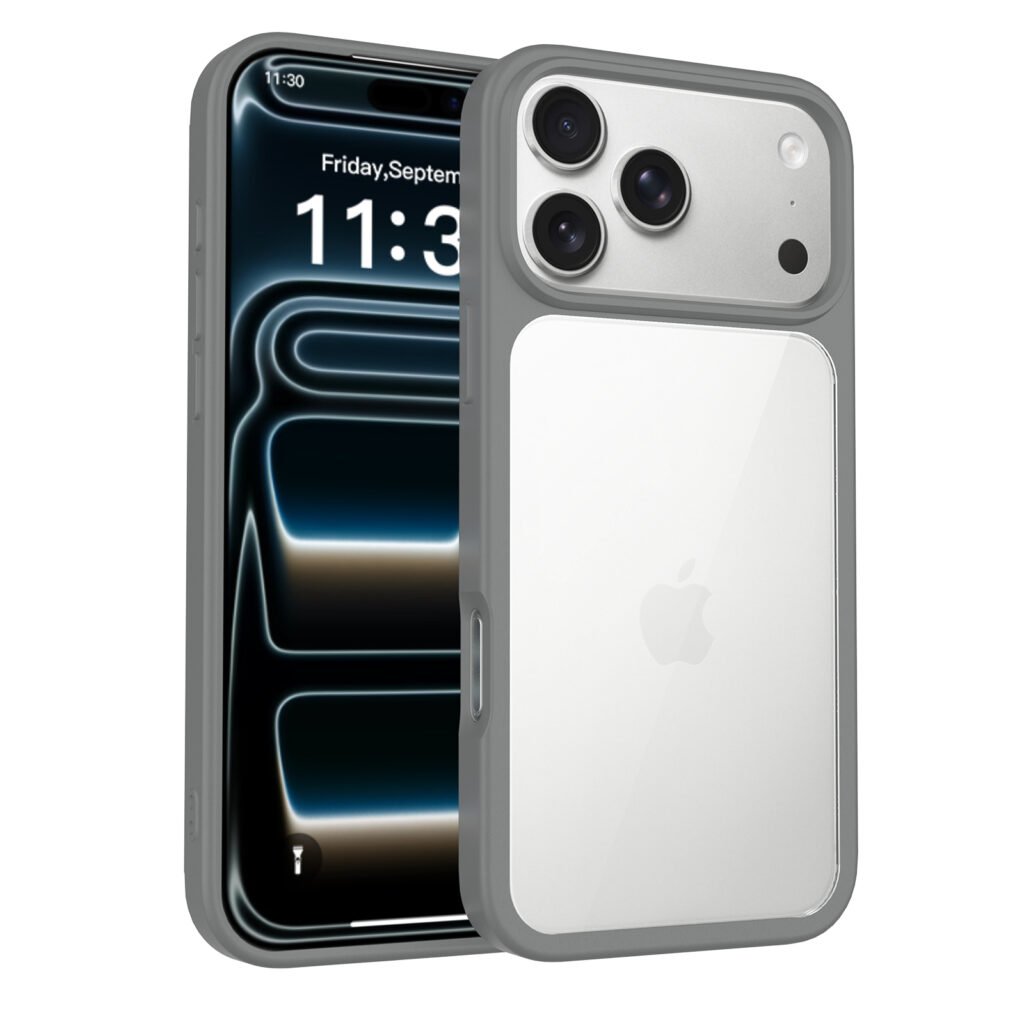 iPhone 18 Pro Max (common for 17 Pro Max) Silver Shield Transparent Two-in-One