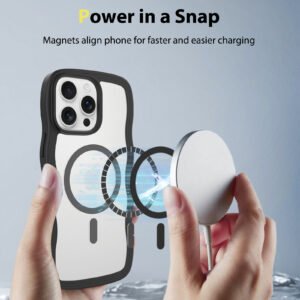 iPhone 16 Pro Max - Solid Color Wave Pattern Transparent Dual Integration - Image 5