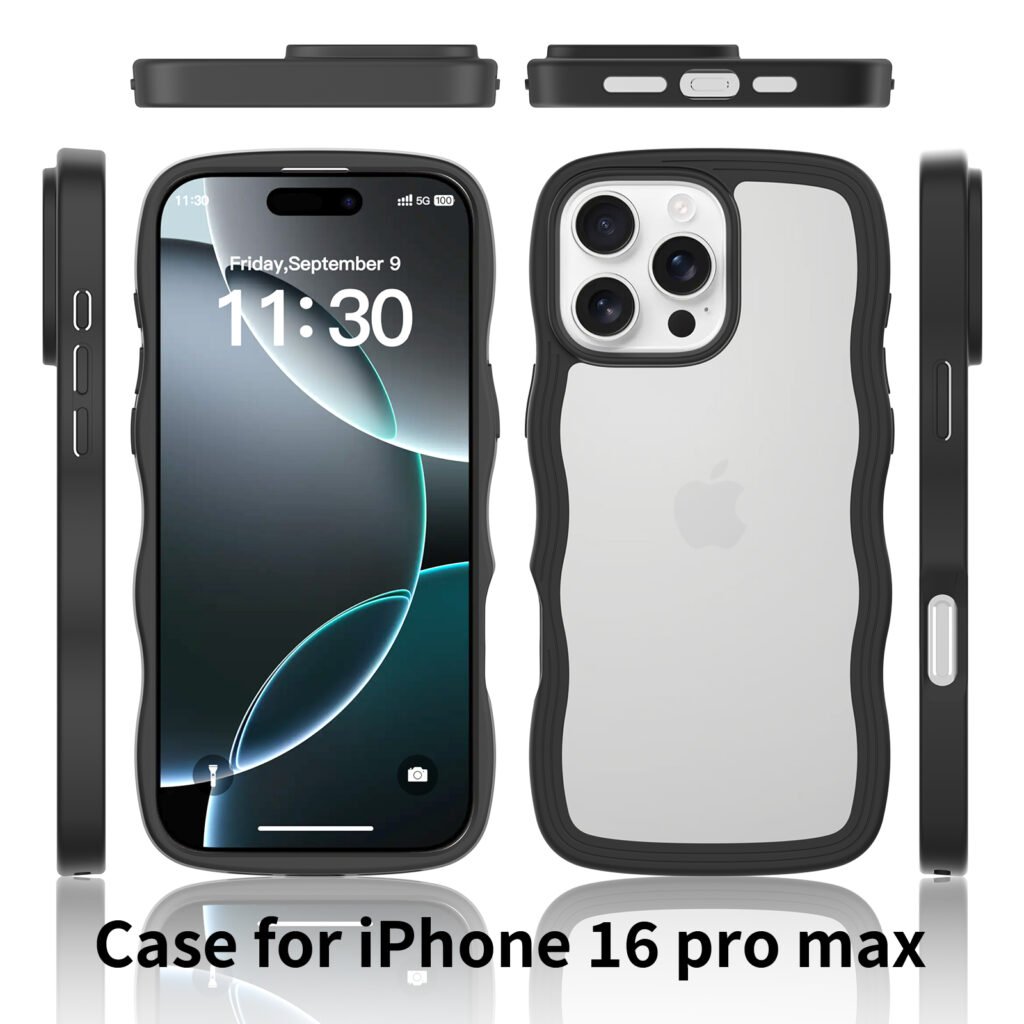iPhone 16 Pro Max - Solid Color Wave Pattern Transparent Dual Integration