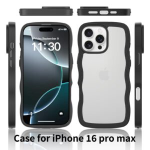 iPhone 16 Pro Max - Solid Color Wave Pattern Transparent Dual Integration - Image 2