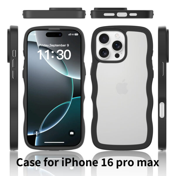 iPhone 16 Pro Max - Solid Color Wave Pattern Transparent Dual Integration