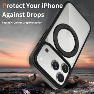 iPhone 17 Pro (18 Pro compatible) - Silver Shield Transparent Rotating Stand (with camera button) - Image 6