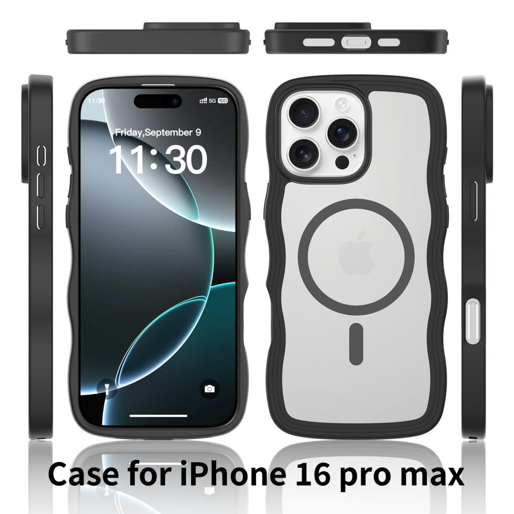 iPhone 16 Pro Max - Solid Color Wave Pattern Transparent Dual Integration