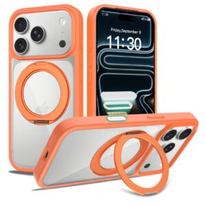 iPhone 17 Pro (18 Pro compatible) - Silver Shield Transparent Rotating Stand (with camera button) - Image 8