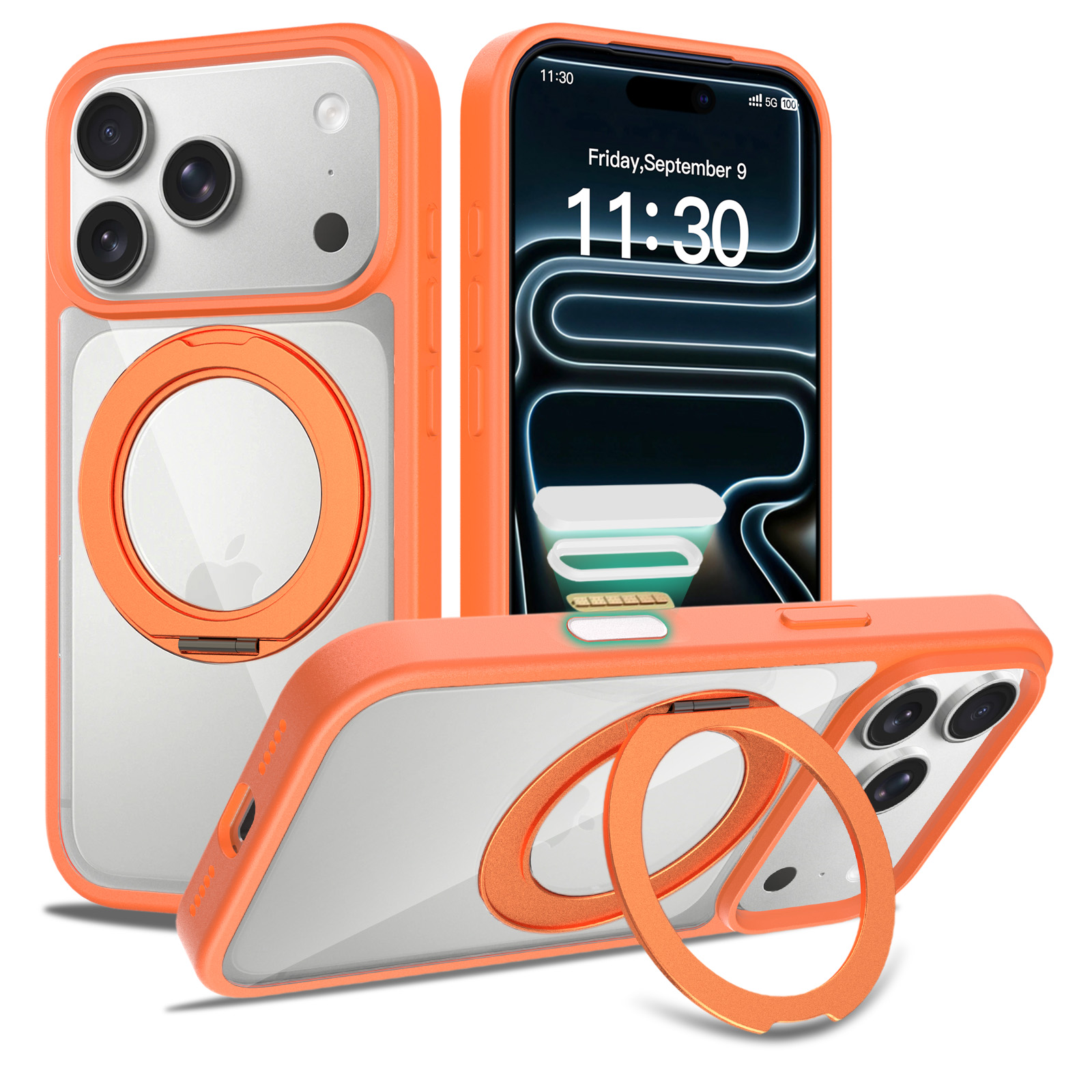 iPhone 17 Pro (18 Pro compatible) - Silver Shield Transparent Rotating Stand (with camera button) - Image 8