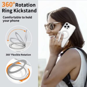 iPhone 16 Promax - Silver Shield Transparent Rotating Stand - Image 3