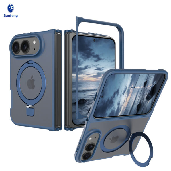 iPhone 18 Fold - Left and Right Folding - Silver Skin Texture (Racket Support)