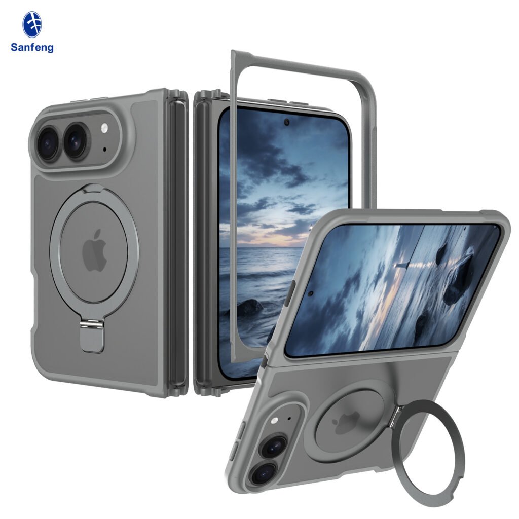 iPhone 18 Fold - Left and Right Folding - Silver Skin Texture (Racket Support)