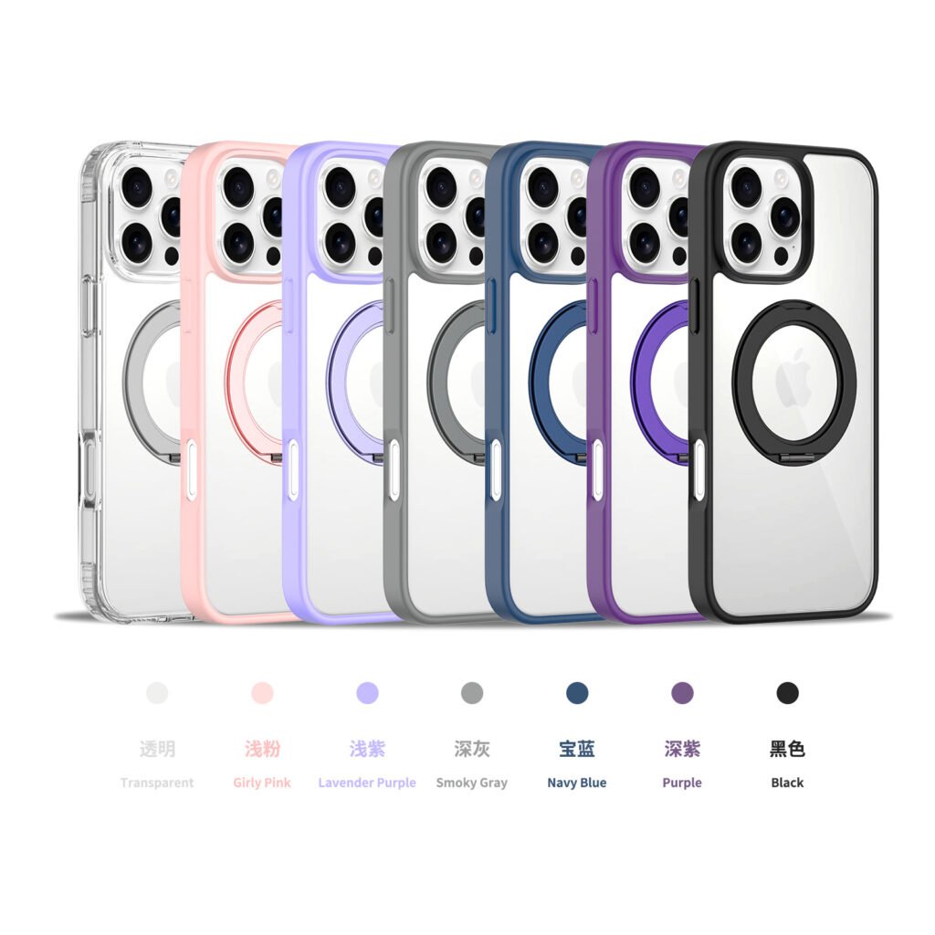 iPhone 16 Promax - Silver Shield Transparent Rotating Stand