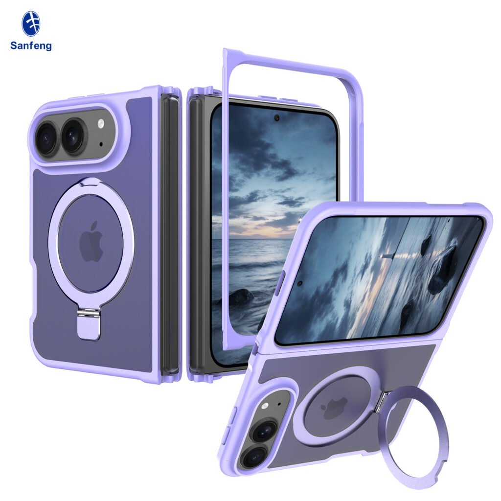 iPhone 18 Fold - Left and Right Folding - Silver Skin Texture (Racket Support)
