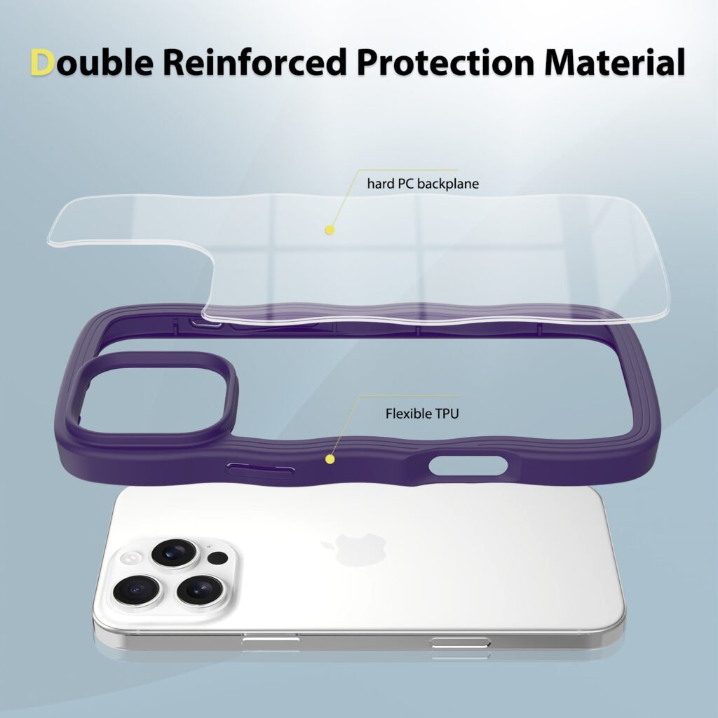 iPhone 16 Pro Max - Solid Color Wave Pattern Transparent Dual Integration