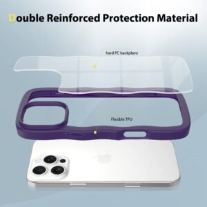 iPhone 16 Pro Max - Solid Color Wave Pattern Transparent Dual Integration - Image 3